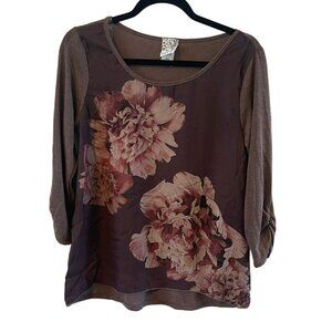 NWOT Naif Women Brown Floral Blouse Top Mixed material PM Spring Summer Classy